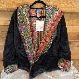 NWT JOHNNY WAS M Lorenna Short Hoodie Reversible